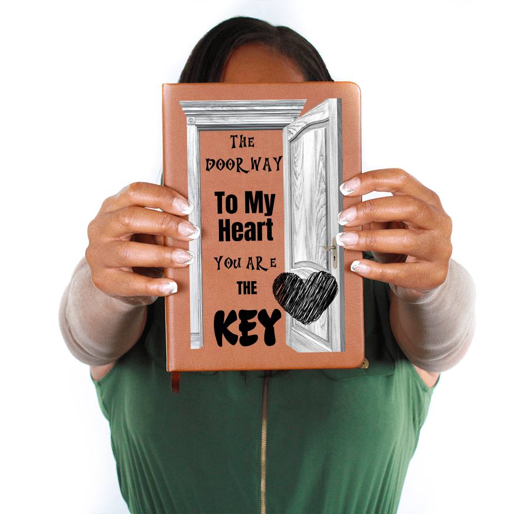 Romantic "Doorway to My Heart" Leather Journal for Husband Gift