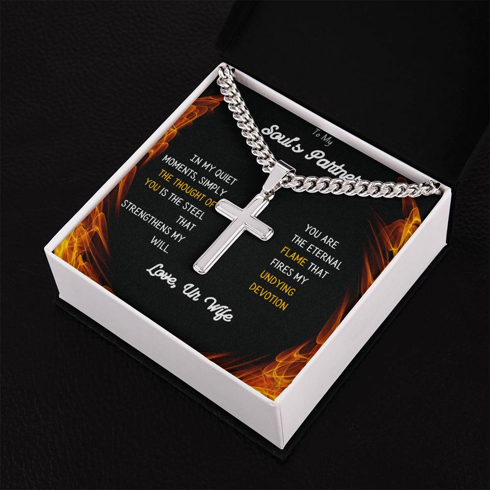 Elegant Cuban Chain with Artisan Cross Necklace for Men – Includes Romantic Message Card for Him