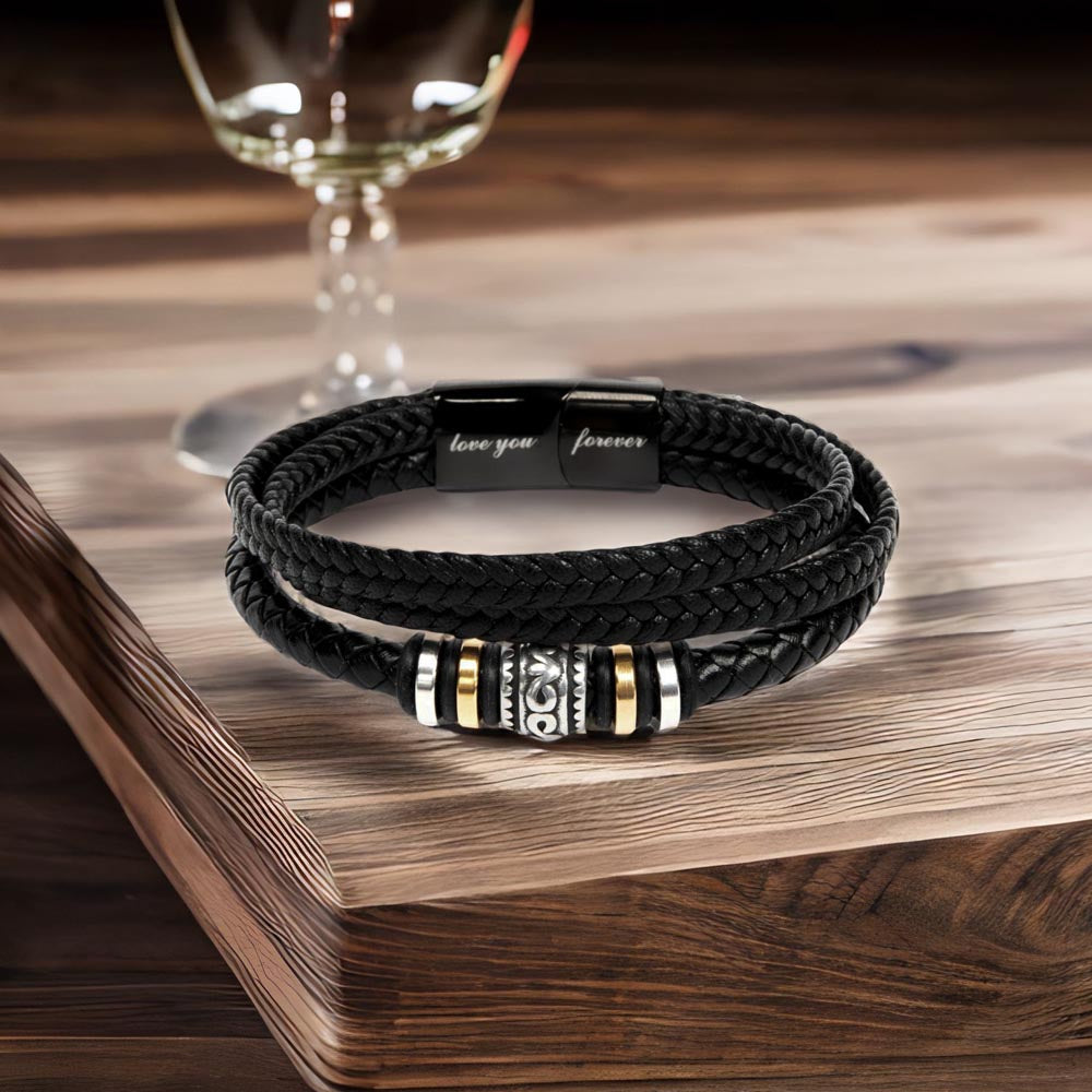 "Tempered Resolve" Beaded Leather Bracelet For Husband Gift