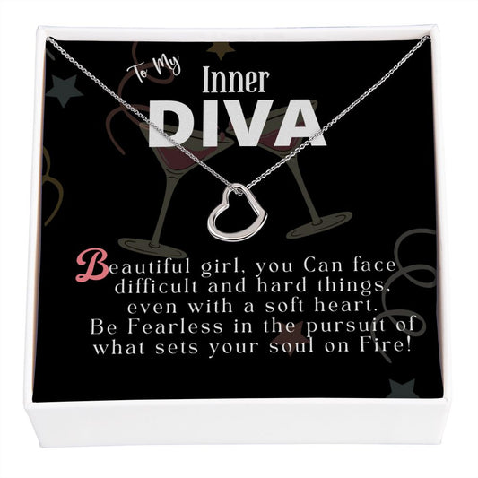 To My Inner Diva Delicate Heart Necklace