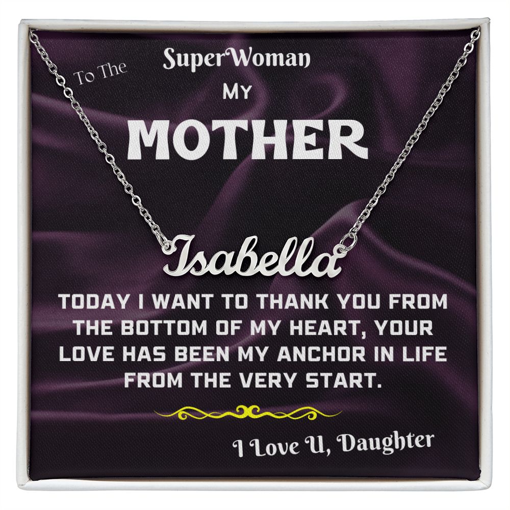 Superwoman Mother Name Necklace