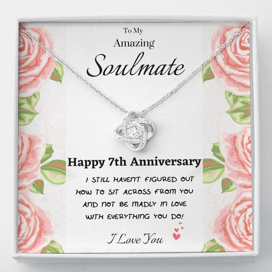 14K White Gold Happy Anniversary necklace For Wife
