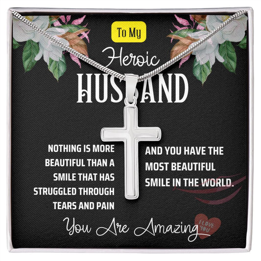 My Heroic Husband Faith Cross Necklace
